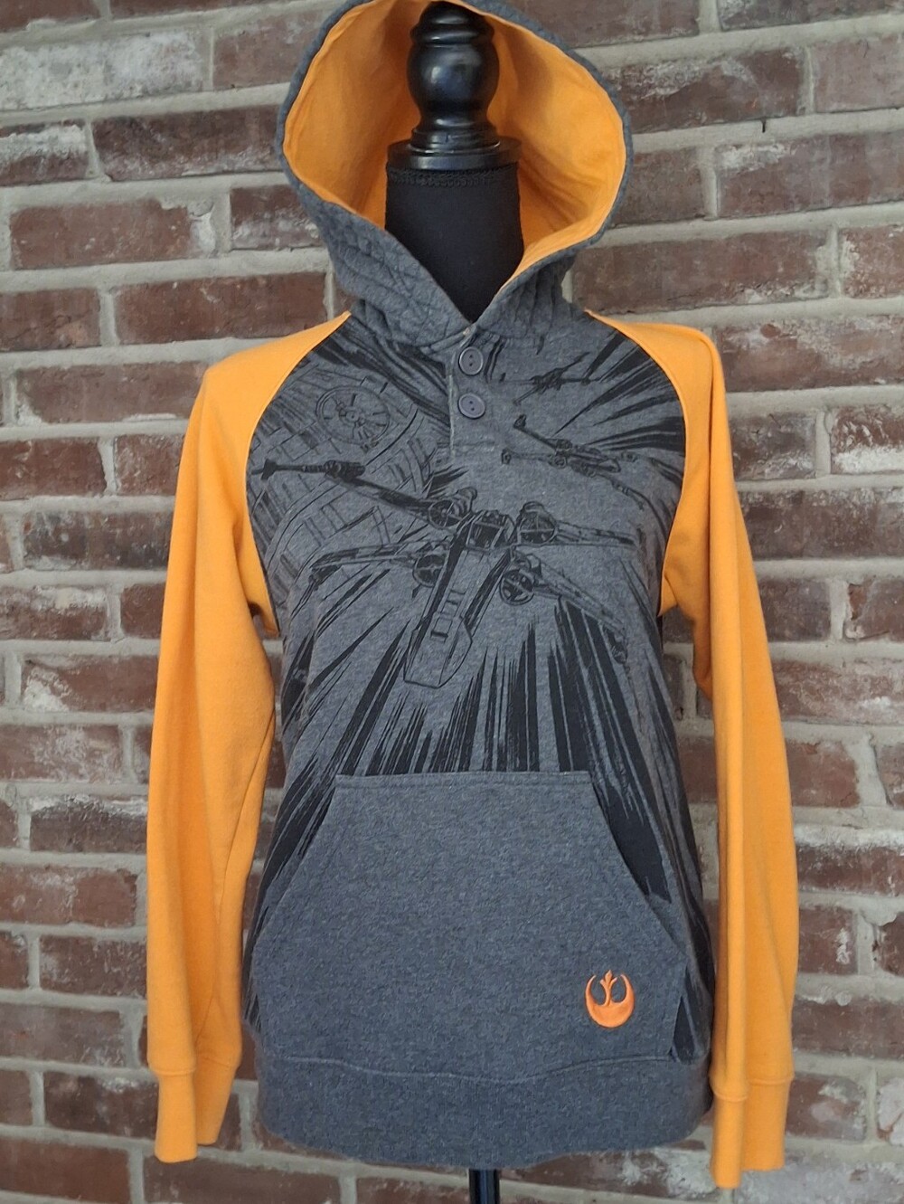 Star Wars Disney Parks Orange & Gray Quilted Hoodie Sz XL